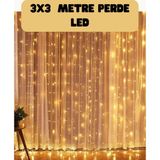 Renklime 3x3 Metre Perde LED Işık Sıcak Şelale Tasarım Dekoratif Aydınlatma - Lisinya