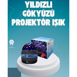 Renklime Döner Galaxy Projektör Gece Lambası – Ay ve Yıldız Işıklı Atmosfer Lamba, USB Bağlantılı