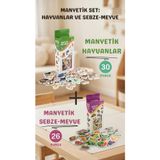 Renklime Eğitici Oyuncak Seti Manyetik Hayvanlar ve Sebze Meyveler 56 Parça