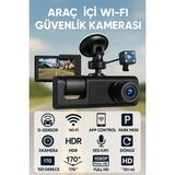 Renklime Full Hd 3 Kameralı Araç Kamerası Ön Iç Arka Kayıt ve Gece Görüşlü G Sensörlü Geniş Açılı