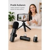 Renklime Kablosuz Yaka Mikrofonu Usb-C ve Lightning Uyumlu Tak Çalıştır Telefon Kayıt Mikrofonu