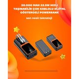 Renklime Powerbank 20000 Mah | 22.5W Hızlı Şarj, Dahili Kablolu, Lcd Ekranlı Şarj Cihazı