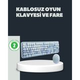 Renklime Retro Daktilo Stilli Kablosuz Klavye Mouse Seti – Sessiz ve Şık - Lisinya