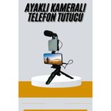 Renklime Tripod Telefon Tutucu Kumandalı Mikrofon LED Işık Vlog Video Kayıt