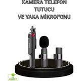 Renklime Vlog ve Canlı Yayın Için Çift Yaka Mikrofonu ve Tripodlu Selfie Çubuğu Seti - Ahşap