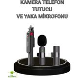 Renklime Vlog ve Canlı Yayın Için Çift Yaka Mikrofonu ve Tripodlu Selfie Çubuğu Seti