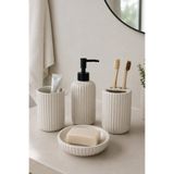 renkliürün 4 Parça Dekoratif Seramik Banyo Seti Beyaz Desenli AB002