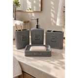 renkliürün 4 Parça Dekoratif Seramik Banyo Seti Gri-Silver Desenli D19217