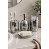 renkliürün 4 Parça Dekoratif Seramik Banyo Seti Silver Desenli G16