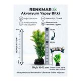 renkmar Akvaryum Yapay Bitki 10-12 cm Doğal Görünümlü Dekoratif Plastik Bitki + Mini Boy Bitki Hediyeli