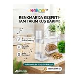 renkmar Beyaz Akıllı Kuş Yemliği ve 100ml beyaz Muhabbet Kuşu Suluğu Seti - Tam Takım Kuş Bakım Seti