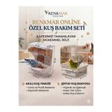 renkmar Beyaz akıllı yemlik-beyaz banyoluk.muhabbet kanarya ispinoz vb kuşlar