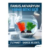 renkmar Fanus Akvaryum Yapay Bitki Seti 7-8 cm 2'li Paket Dekoratif Plastik Süs