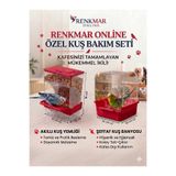 renkmar Kırmızı akıllı yemlik kırmızı banyoluk muhabbet kanarya ispinoz vb kuşlar