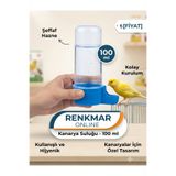 renkmar Mavi 100 ml Kanarya Suluğu - Şeffaf Hijyenik Kafes Suluğu - Kuş Kafesi Aksesuarı muhabbet Hint bülbülü suluk
