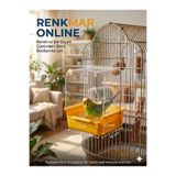 renkmar Sarı-mavi-beyaz-kırmızı Kuş banyoluğu kafes kuşları (muhabbet kuşu, kanarya, saka, ispinoz vb.)13*13*15cm 1Adet
