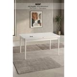 Renlife 70x114 cm Açılır MDF Mutfak Masası | 4-6 Kişilik Modern Yemek Masası BEYAZ MDF