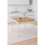 Renlife 70x70 Küçük Yemek Masası | Metal Ayaklı Kompakt Mutfak Masası | 2 Kişilik Minimal Masa (BEYAZ ÇAM)