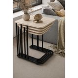 Renlife Zigon Sehpa Takımı 4'lü Metal Tekerlekli Modern Salon Oturma Odası Sehpası (siyah traverten)