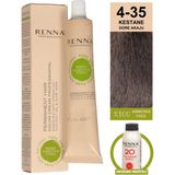 Renna Amonyaksız Bitkisel Yıpranmış Saçlar İçin Saç Boyası 4-35 Kestane Dore Akaju 60 ml - 4-35 KESTANE / DORE AKAJU