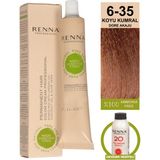 Renna Amonyaksız Bitkisel Yıpranmış Saçlar İçin Saç Boyası 6-35 Dore Akaju 60 ml - 6-35 KOYU KUMRAL DORE AKAJU