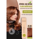 Renna AMONYAKSIZ Bitkisel Yıpranmış Saçlar İçin Saç Boyası 8-34 Açık Kumral Dore Bakır 60ml