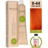 Renna Amonyaksız Bitkisel Yıpranmış Saçlar İçin Saç Boyası 8-44 Kızıl Bakır 60 ml - 8-44 KIZIL BAKIR