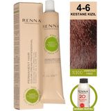 Renna Bitkisel Amonyaksız Saç Boyası 60 Ml 4-6 Kestane Kızıl Oksidan Hediyeli