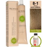 Renna Bitkisel Amonyaksız Saç Boyası 60 Ml 8-1 Küllü Açık Kumral Oksidan Hediyeli