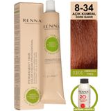 Renna Bitkisel Amonyaksız Saç Boyası 60 Ml 8-34 Açık Kumral Dore Bakır Oksidan Hediyeli
