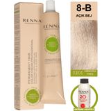 Renna Bitkisel Amonyaksız Saç Boyası 60 Ml 8-B Açık Bej Oksidan Hediyeli