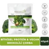RENOVAFOOD Proteinli Brokoli Sebze Çorbası Glutensiz Vegan Organik Buğday Çimi 40g x 8 - 320 gr