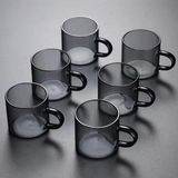 Renovon 6 Adet 113ML Cam Füme Renk Fincan Espresso Kahve Fincanı Isıya Dayanıklı Çay Seti Çay Fincan - Standart