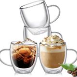 renovon Çift Katmanlı Cam Kupa Bardak 250 ml Lüx Çift Cidarlı kupa - Termos Bardak - İki Duvarlı Yapısı ile Uzun Süre Sıcak-Soğuk Tutma özelliği, Kulplu Kahve Espresso Bardağı Brosilikat double layer Cup