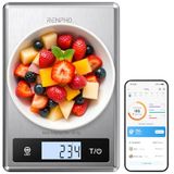 RENPHO Akıllı Gıda Mutfak Terazisi, Beslenme Hesaplayıcılı Gıda Ağırlık Ölçeği, Dijital Gıda Ölçeği Gram ve Kilo Kaybı, Kalori, Makro ve Pişirme için Ons, Paslanmaz Çelik