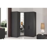 Rent Grey 4 Kapılı Köşe Gardırop - Antrasit