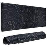 Renyqatt Oyun Mouse Pad Büyük 80 x 30 cm Topografik Klavye Pad Mouse Pad Kaymaz Taban ve Dikişli Kenar için, Genişletilmiş Masa Pedi XL Klavye Masa Mat (Siyah)