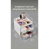 Reona Popsy 2 Çekmeceli Makyaj Organizeri – 5 Bölmeli Kozmetik, Fırça & Takı Kutusu