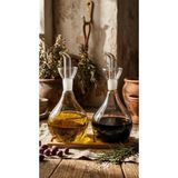 Reoona 2li Düz Tombul Borosilikat Cam Yağdanlık ve Sirkelik Seti Bambu Standlı 750 ml - 001-Renkli