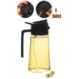 Reoona Çok Amaçlı Cam Sprey Şişe -Yağdanlık Limon Sirke Sos Püskürtücü, Sızdırmaz Yağlık Siyah 600 ml