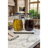Reoona Mermer Stantlı 2li Borosilikat Cam Yağdanlık Sirkelik Tess ÖLÇÜLÜ 1000ML +1000 ml - Şeffaf - 1 lt