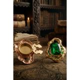 Reoona Zümrüt Yeşili Taşlı Asimetrik Kesim Metal Rosegold Elegant Düğme Broş, Düğme Klipsi