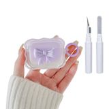 Reownest AirPods 4 ile Uyumlu Temizleyici Kitli Kılıf Yumuşak Şeffaf TPU Sevimli 3D Renkli Yay Tasarımlı Darbeye Dayanıklı Anahtarlık Kapağı Kızlar için Kadın Airpods 4 (2024)-Mor