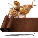 REP BUDDY 2 Paket Sürüngen Halı Çöl Sürüngen Mat ve Terraryum Astar Yatak, Kertenkele, Bukalemun, Gecko, Yılan, Ceratophrys Cımbız Besleme Maşası (10 Galon (54,5 x 29,2 cm))