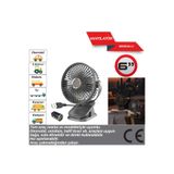 Replax Evde Ofiste Araçta Vantilatör 12-24 Volt 6 Inç Mandallı USB ve Çakmaklık Girişli