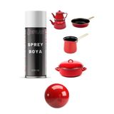 REPLAX Kırmızı Çaydanlık Tava Tencere Cezve Emaye Isıya Dayanaklı 690° Sprey Boyası 400 Ml.