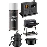 Replax Mat Siyah Fırın Soba Mangal Egzos Isıya Dayanıklı 690° Sprey Boya 400 ml