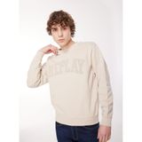 Replay Erkek Bisiklet Yaka Sweatshirt, Bej, M Beden