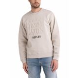 Replay Erkek Sweatshirt Logolu Kapüşonsuz, Platinum 012, L