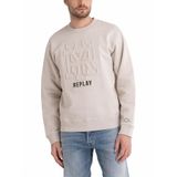 Replay Erkek Sweatshirt Logolu Kapüşonsuz, Platinum 012, M